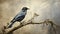 Digital Art: Photorealistic Raven Perched On Tree Branch