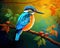 Digital art of spm beautiful kingfisher birds.