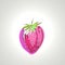 Digital art strawberry berry juicy fruit icon pink