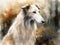 Digital art in the style of a watercolor portrait of a russian borzoi dog.