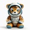 Digital Art Tiger Toy In Astronaut Costume - Ceramic Handheld Imax Style