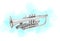 Digital artwork illustration of a Silver trumpet
