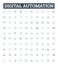 Digital automation vector line icons set. Digital, Automation, Robotics, AI, Machine-Learning, Objects, Control