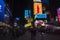 Digital billboards lighting up night Broadway, Manhattan, New York.