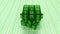 Digital Binary Magic Cube Box in Green Glass White Background