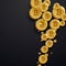 Digital bitcoins currency golden coin on dark background