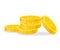 Digital bitcoins flat style on white background. Icon finance heap, gold coin pile. Golden money standing on