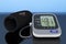 Digital Blood Pressure Monitor with Cuff. 3d Rendering