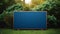 Digital Blue Screen In Woods With Green Grass - Photorealistic Viscose Sign Mockup