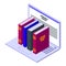 Digital bookstore icon, isometric style
