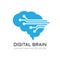 Digital brain logo design. Future data technology vector icon. Network communication symbol. Creative idea sign