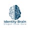 Digital brain plus fingerprint vector template design.