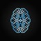 Digital Brain vector blue outline icon. Cyberbrain concept sign