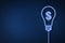 Digital bulb solution concept of American dollar symbol on dark blue background, dollar currency concept