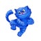 Digital cartoon handdrawing blue happy jumping cat