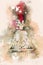 Digital Christmas Watercolour & Photograph Combined - Tradition of Traditional Christmas Decorations-Silver Bell
