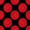 digital circles spiral red seamless pattern on black background