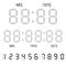 Digital clock. Calculator digital numbers. Alarm clock letters. Numbers set for a digital watch and other electronic devices. Vect