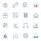 Digital communication linear icons set. Messaging, Email, Social media, Chatting, Chatbots, Video, Conference line