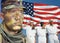 Digital composite: American Soldier, Sailors and American flag