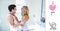 Digital composite image of couple celebrating positive pregnancy test