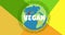 Digital composite image of world vegan day text on plate over abstract colorful background