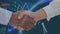 Digital composite video of business man shaking hand