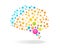 Digital concept of colorful brain mapping with dots, circles and lines. Vector illustration.