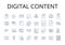 Digital content line icons collection. Online presence, Electronic media, Virtual assets, Cyber information, Web data