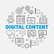 Digital Content round outline vector illustration