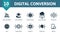 Digital Convertion icon set Collection contain agile development, digital services, digital product, cloud computing and