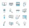 Digital copyright outline icon collection set. Security vector illustration.