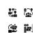 Digital crowdfunding platforms black glyph icons set on white space