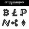 Digital Currency Counter Set Vector. Fintech Blockchain. Famous World Cryptography. Crypto Currency Money Finance Sign