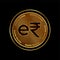 digital currency of e rupi symbol on golden coin design