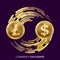 Digital Currency Money Exchange Vector. Litecoin, Dollar. Fintech Blockchain. Gold Coins With Digital Stream