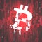 Digital Currency Symbol Bitcoin on Corrupted Pixel Background -