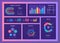 Digital dashboard. Finance report diagrams, market data graphs and gradient charts infographic template vector