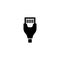 Digital Data Transfer Phone Charging Cable, Lightning Connector. Flat Vector Icon illustration. Simple black symbol on