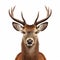 Digital Deer Head Portrait In White Background - Realistic Attention To Detail