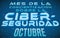 Digital Design in Spanish for Cybersecurity Awareness Month in October, Vector Illustration