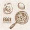 Digital detailed line art cooking eggs