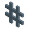 Digital detox hashtag icon, isometric style