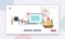 Digital Detox Landing Page Template. Tiny Characters Disconnect Laptop Plug, Exit Social Media Networks, Turn Off Gadget