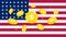 Digital Dollar coins on USA flag background. Central Bank Digital Currency CBDC concept banner background