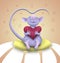 Digital drawing. mouse in love with a heart