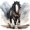 Digital Drawing Of A Storm Clydesdale Horse In Black And White