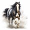 Digital Drawing Of A Storm Clydesdale With Realistic Color Palette
