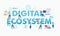 Digital ecosystem letter and people doing their job banner illustration