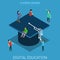 Digital education university flat 3d isometric vector